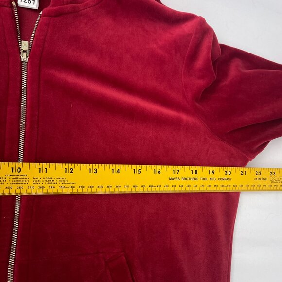 Tommy Bahama Red Velour Hoodie Jacket Full Zip Polyester Womens S - Picture 7 of 10